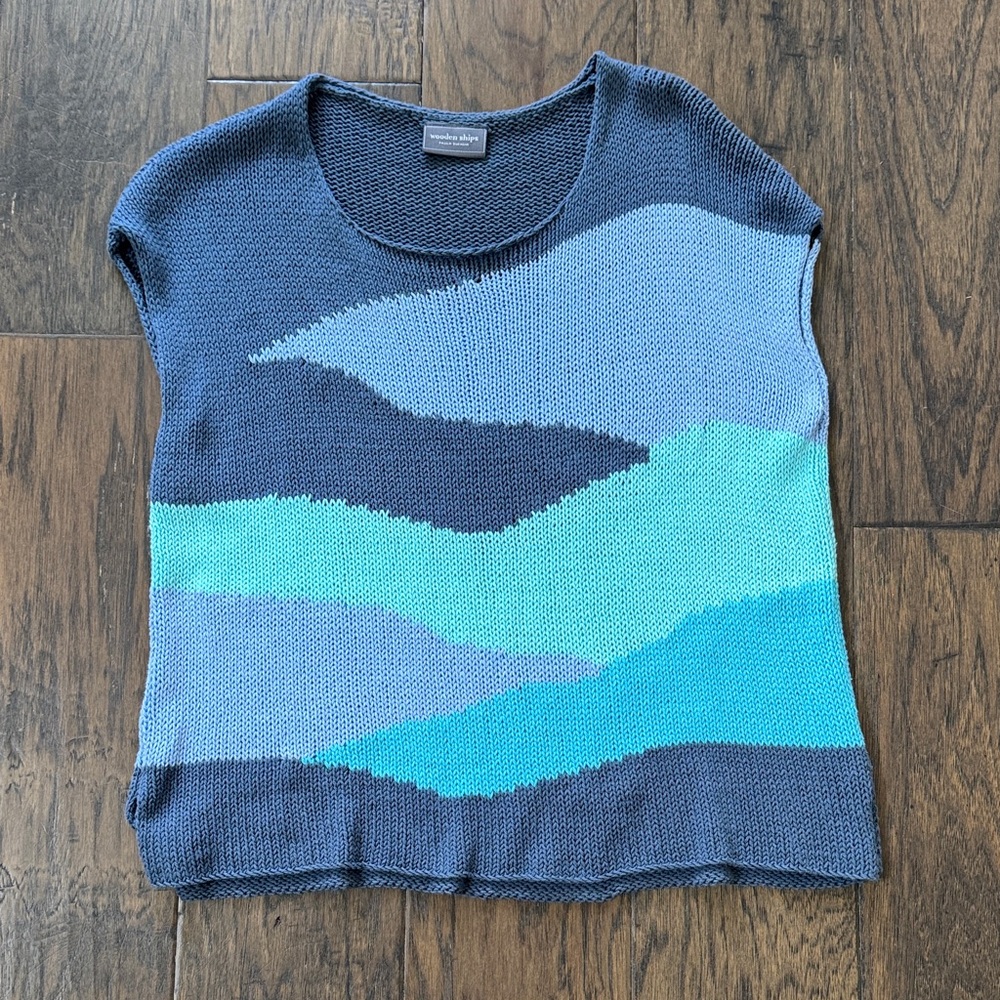 Wooden Ships Blue and Teal Knit Top